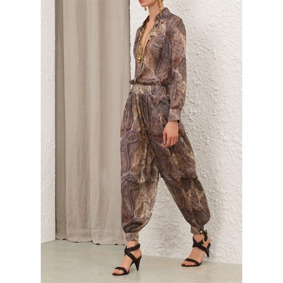 Zimmermann Hypnotic Silk Harem Bukser, Denim Paisley 